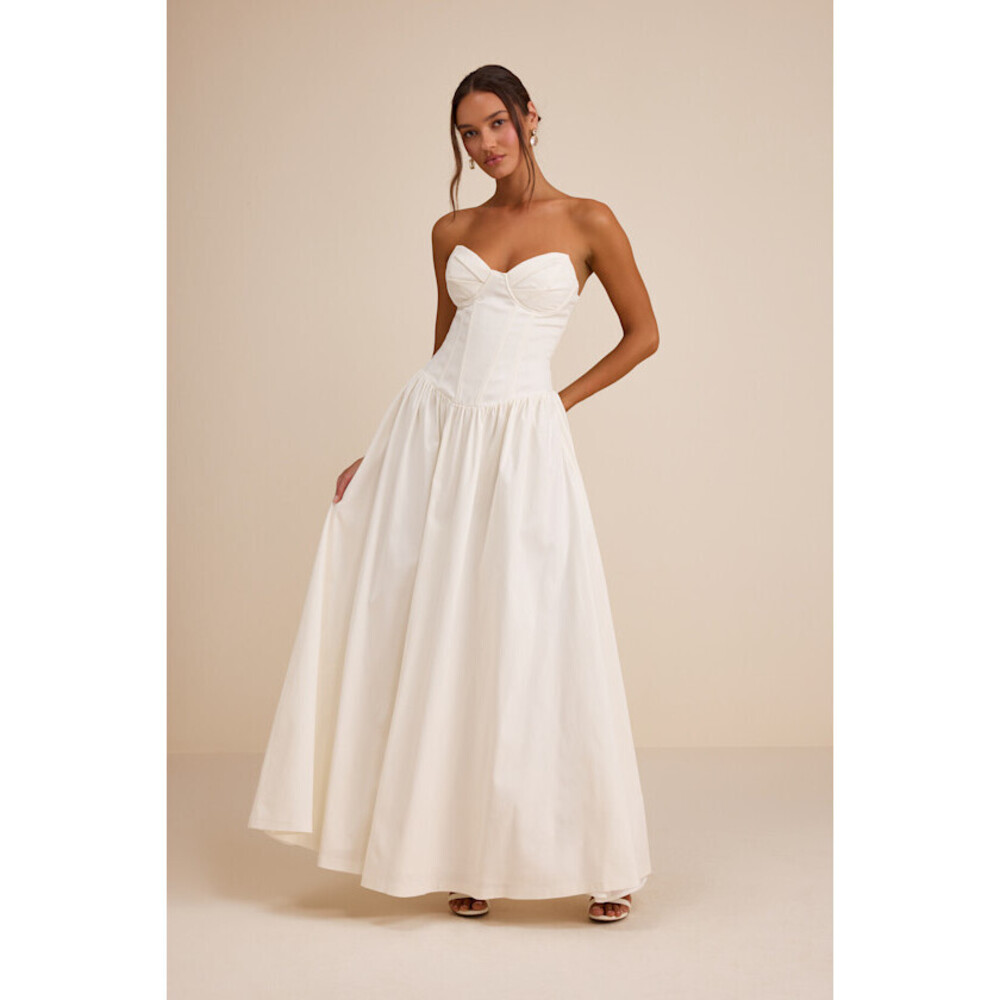 Lulus Almeria White Strapless Lace-up Maxi Dress - Size L
